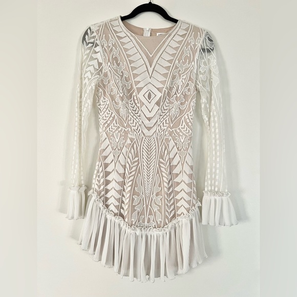Ivory Lace Ruffle Mini Dress - Saints + Secrets - Picture 3 of 5